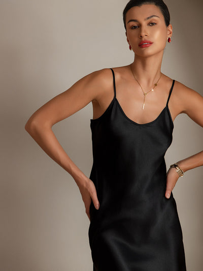 Pure Seide Kurzes Spaghettiträger Slip Kleid