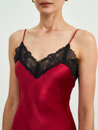 Reine Seide Spitze Slip Nachthemd Kleid