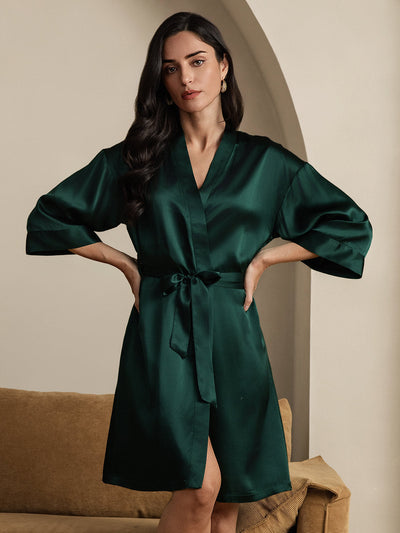 Damen Morgenmäntel aus reiner Seide mit Gürtel