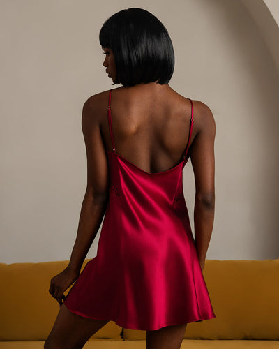 Reine Seide Spaghettiträger Rückenfreies Slipkleid