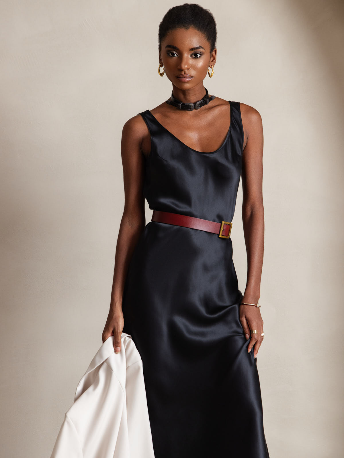 Reine Seide Weite Träger Ärmelloses Lang Kleid