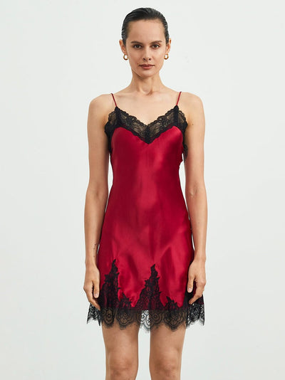 Reine Seide Spitze Slip Nachthemd Kleid