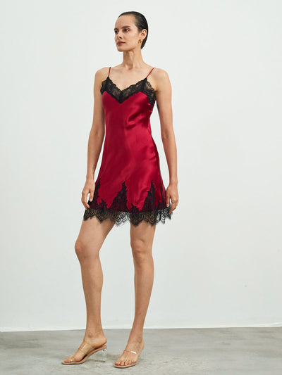 Reine Seide Spitze Slip Nachthemd Kleid