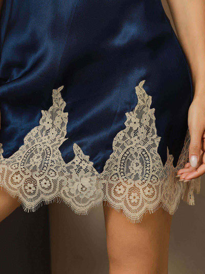 Reine Seide Spitze Slip Nachthemd Kleid