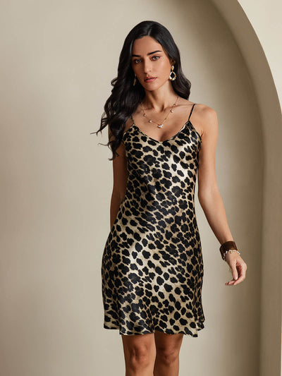 Pure Seide Kurzes Spaghettiträger Slip Kleid