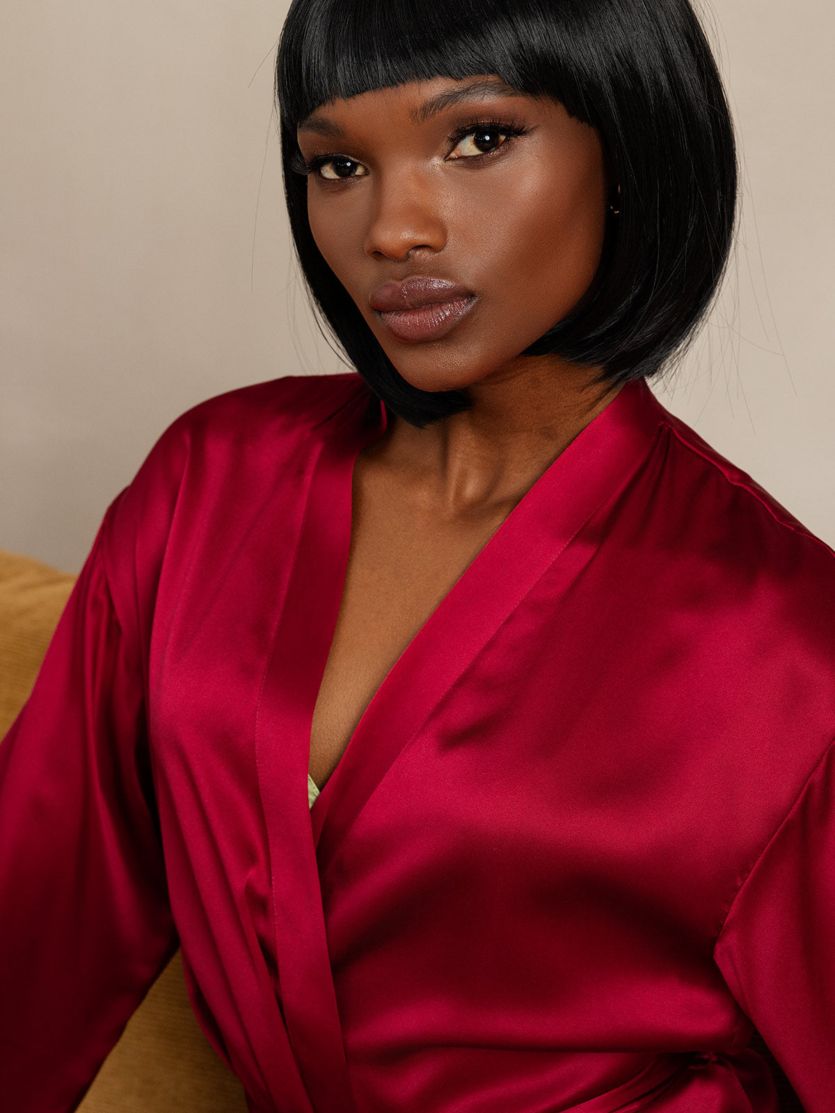 Damen Lange Mulberry Morgenmantel