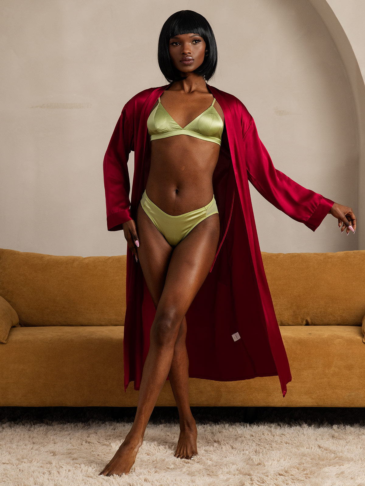 Damen Lange Mulberry Morgenmantel