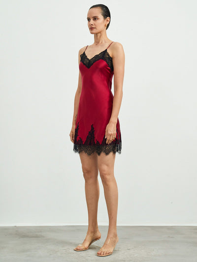 Reine Seide Spitze Slip Nachthemd Kleid