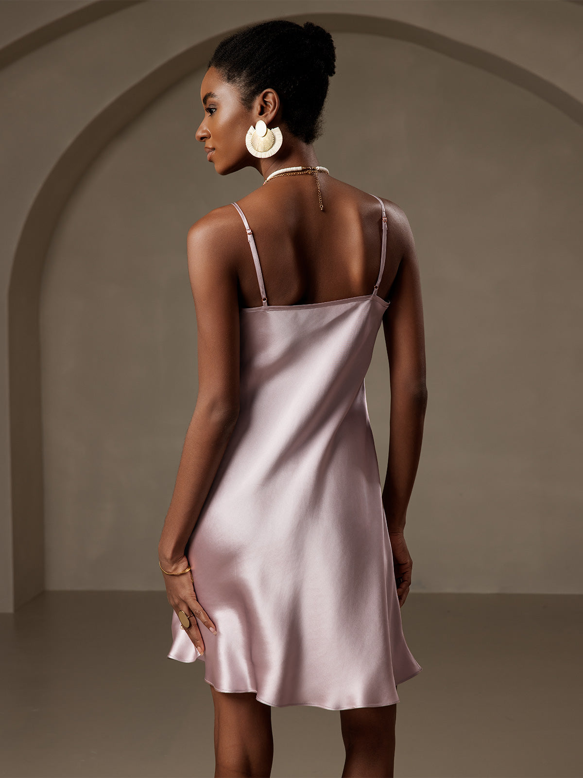 Pure Seide Kurzes Spaghettiträger Slip Kleid