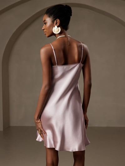 Pure Seide Kurzes Spaghettiträger Slip Kleid