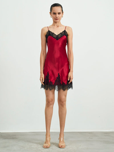 Reine Seide Spitze Slip Nachthemd Kleid