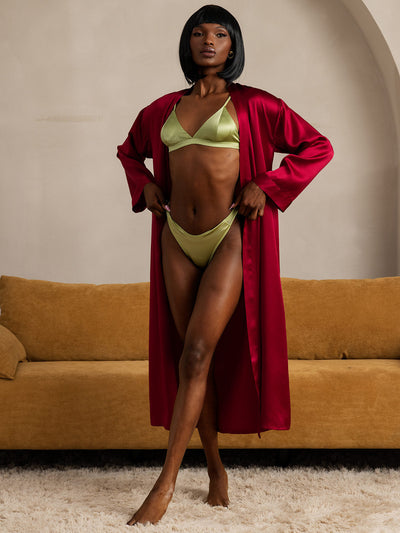 Damen Lange Mulberry Morgenmantel