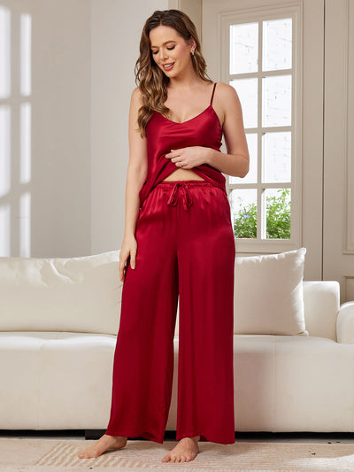 Seiden-Cami & Weit geschnittene Hose Pyjama-Set