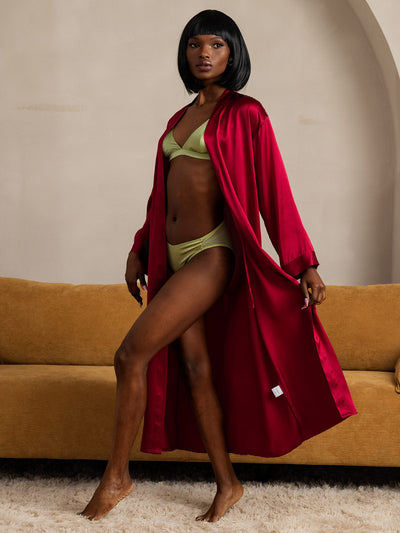 Damen Lange Mulberry Morgenmantel