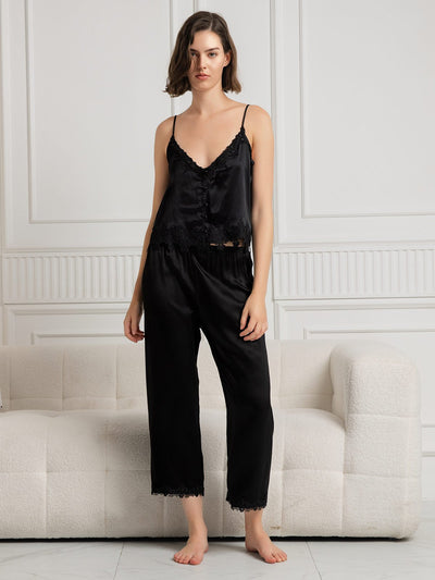 Reine Seide Freizeit-Cami & Hosen Pyjama-Set