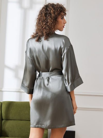 Glänzende reine Seide kurze Morgenmäntel für Frauen