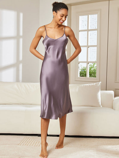 Reines Seide Elegant Sexy Spaghettiträger Kleid