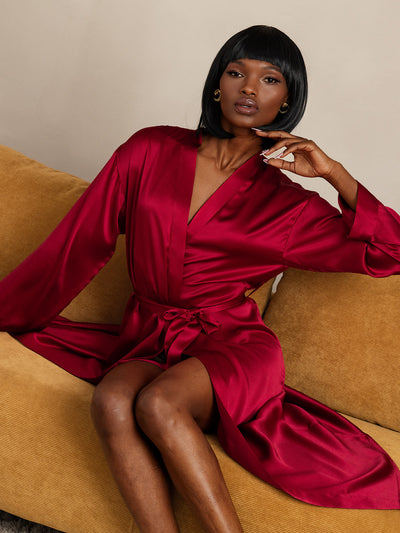 Damen Lange Mulberry Morgenmantel