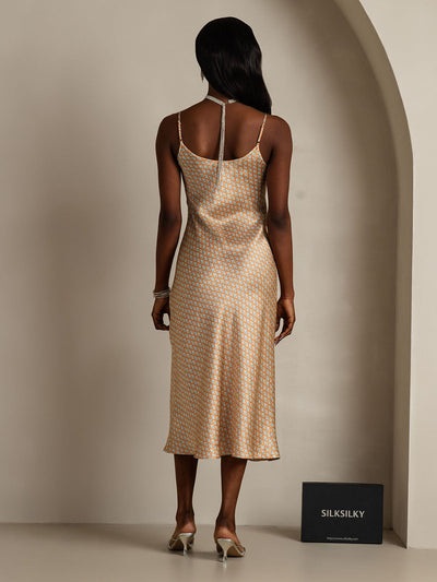 Klassisches langes Seiden-Nachthemd mit Spaghettiträgern