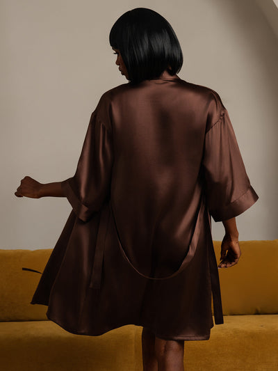 Damen Morgenmäntel aus reiner Seide mit Gürtel