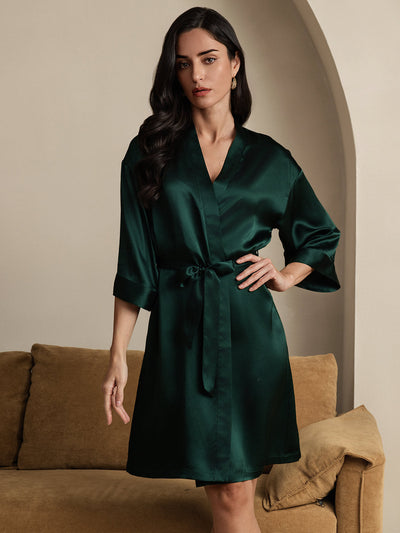 Damen Morgenmäntel aus reiner Seide mit Gürtel