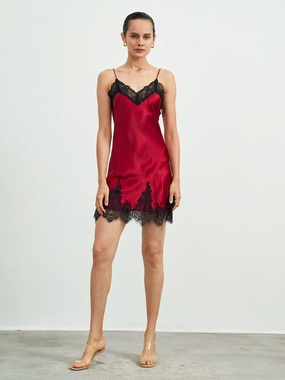 Reine Seide Spitze Slip Nachthemd Kleid