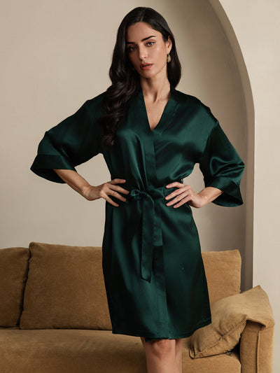 Nacht Morgenmäntel für Damen aus reiner Seide mit Gürtel