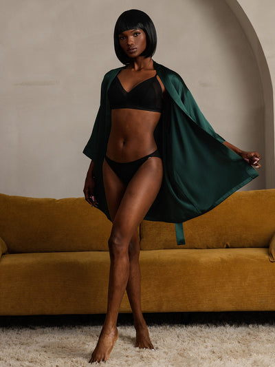 Glänzende reine Seide kurze Morgenmäntel für Frauen